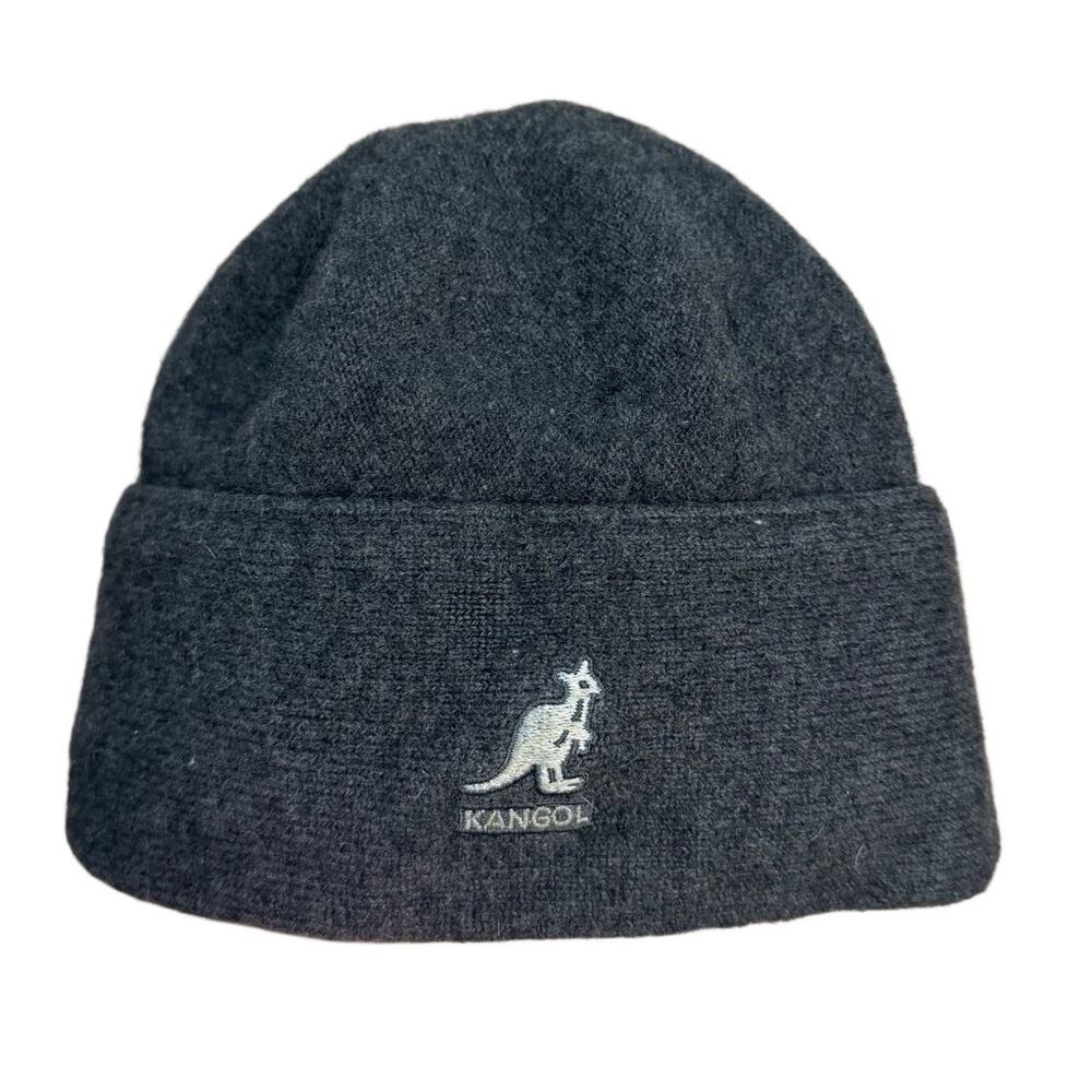 Vintage Kangol 100% Wool Pull On Beanie Hat Gray 1268BC‎ One Size Kangaroo Brand